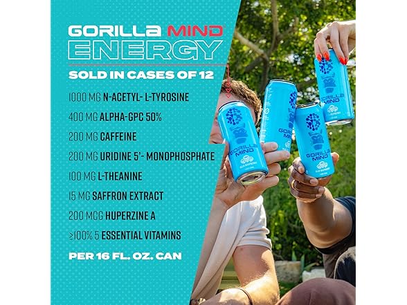 12Pk Gorilla Mind Energy Drink | Blue Raspberry