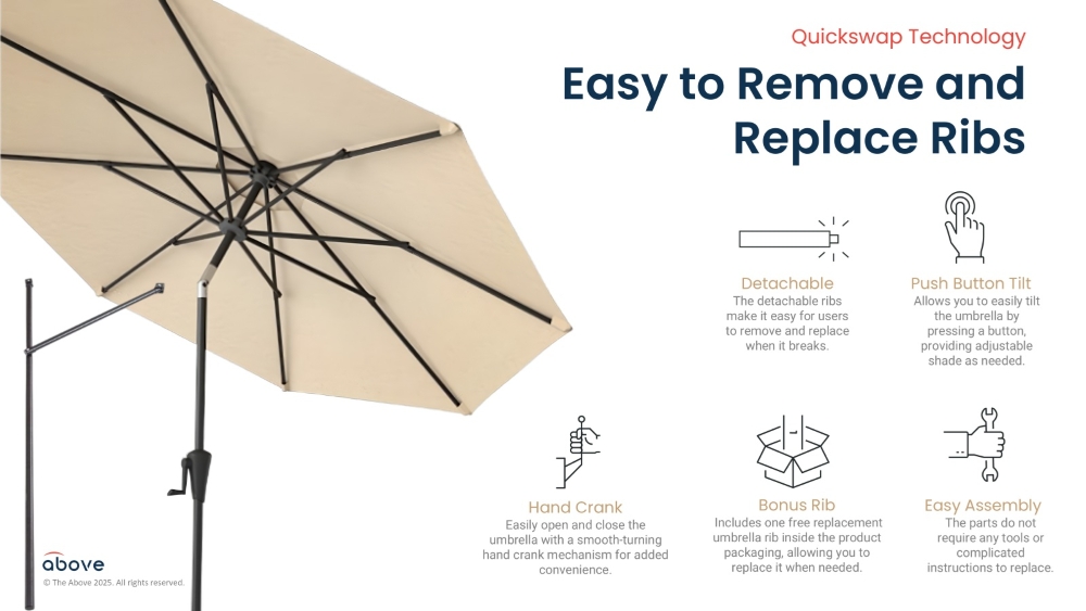 Above QuickSwap 2, 9 FT Umbrella -Choose Color - Gallery 20