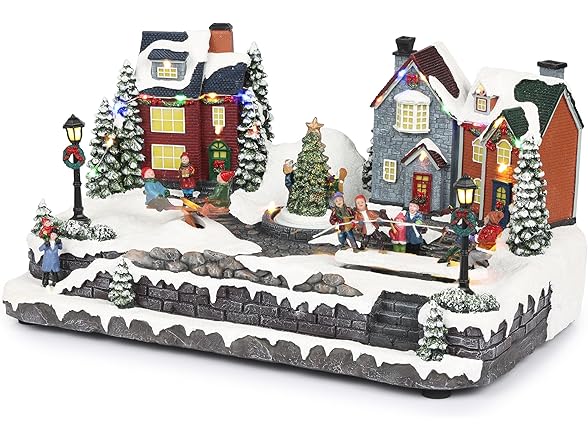 9" Tall Indoor Animated Children Playing in Christmas Village