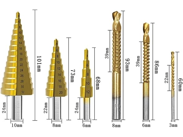 GYQAZSS AAP-Tool-403 6pc Step Drill Bit Set HSS