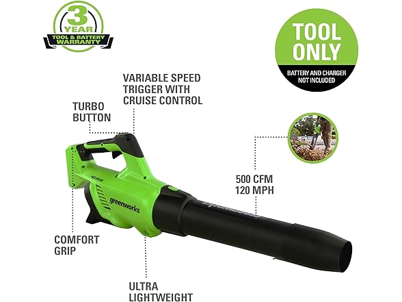 Greenworks Cordless Axial Leaf Blower