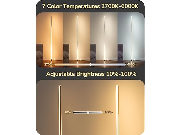 Gold LED Floor Lamp w/Remote