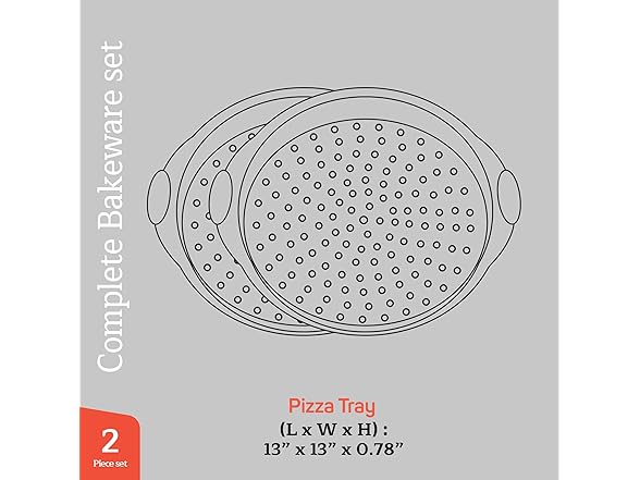 Non-Stick Pizza Pan with Silicone Handle 2 Pack