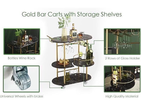 PAUKIN 4-Tier Bar Storage Cart
