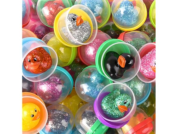 1.5" Rubber Glitter Duckling in 2" Capsule 250ct