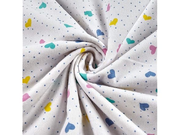 Comfy Flannel Hearts White/Multi, Fabric by
