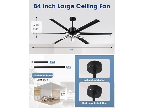 Parrot Uncle 84 Inch Industrial Ceiling Fan