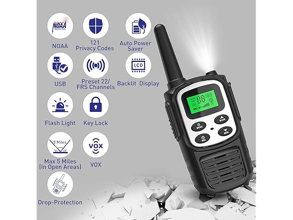 (2 PACK) Fvamom Rechargeable Long Range Walkie Talkies