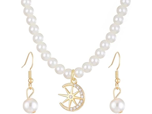 Dreuyet Faux Pearl Earring and Necklace