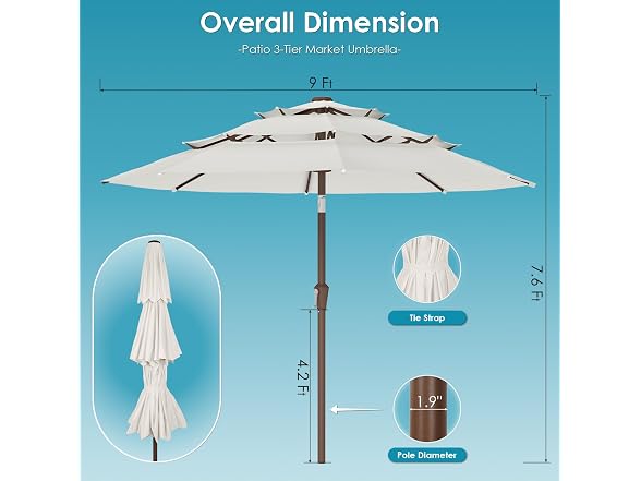 GREENVINES 3-Tier 9-FT-Patio-Umbrella