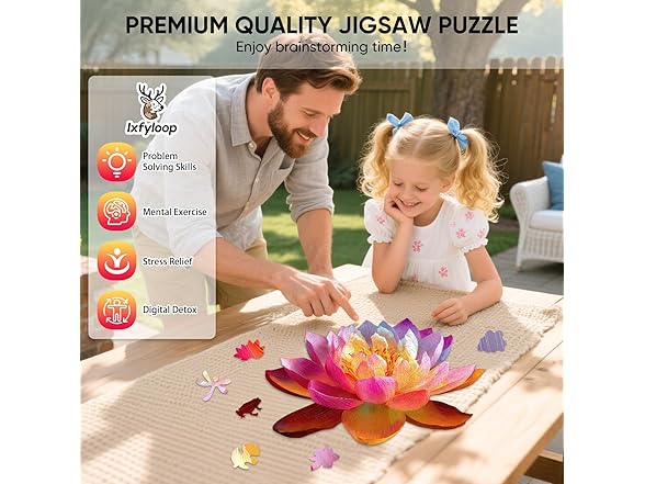 Ixfyloop Wooden Puzzles for Adults, Lucky Lotus
