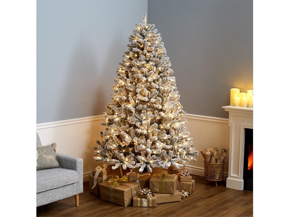 National Tree Company Pre-Lit Flocked Acacia Tree