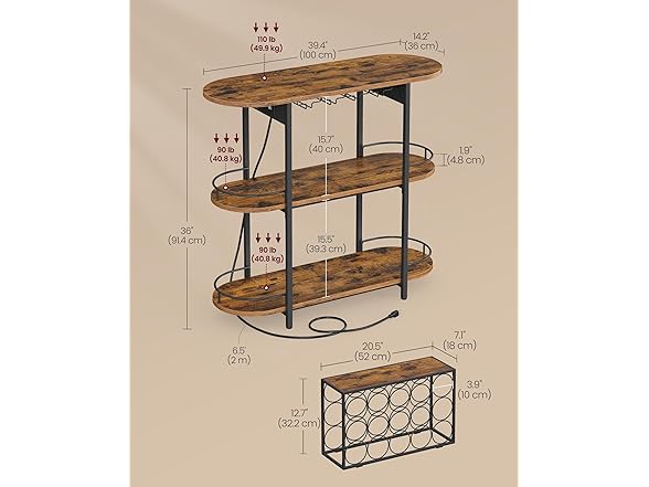Bar Cabinet with LED Lights and Power Outlets