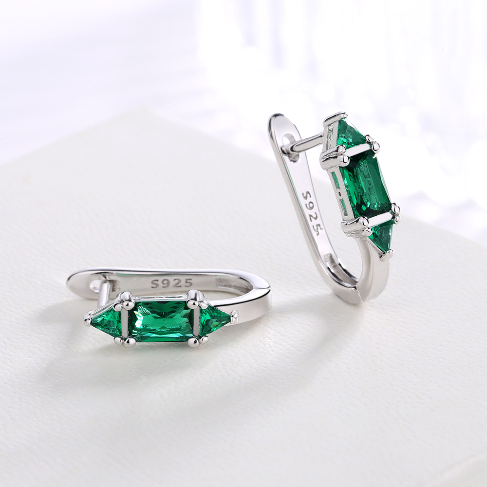 Sterling Silver Crystal Huggie Earrings - Gallery 8