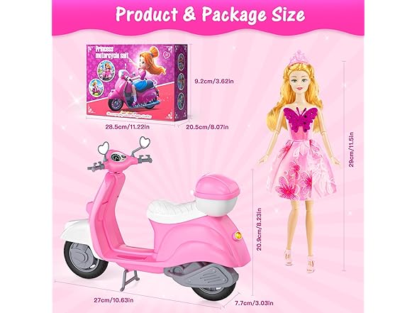 67PCS Doll Playset with Scooter & 11.5 Inch Doll