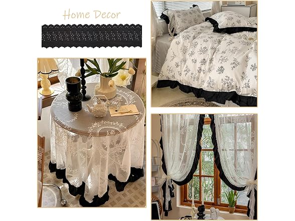 3Yards Eyelet Lace Trim, Black Cotton
