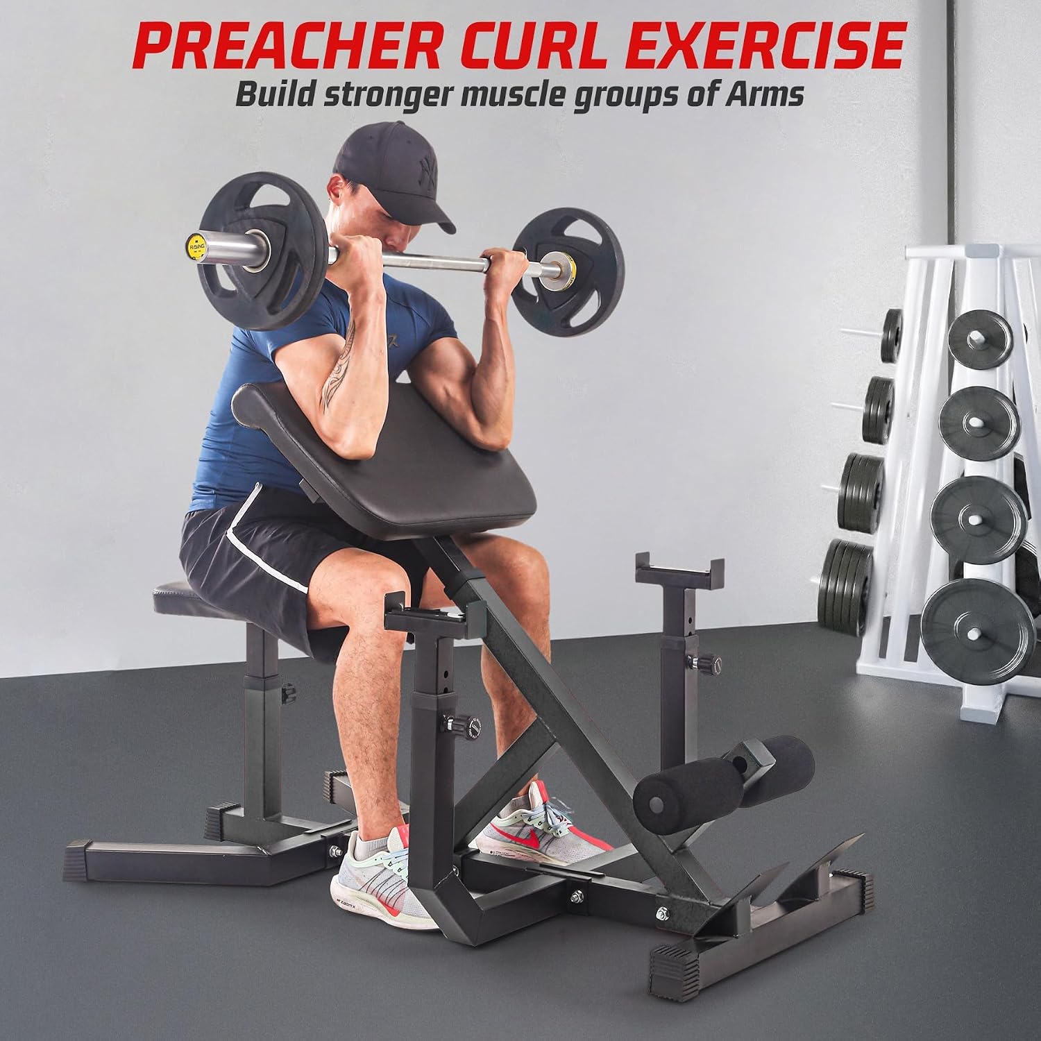 2-in-1 Roman Chair & Preacher wave Bench Black - Gallery 8