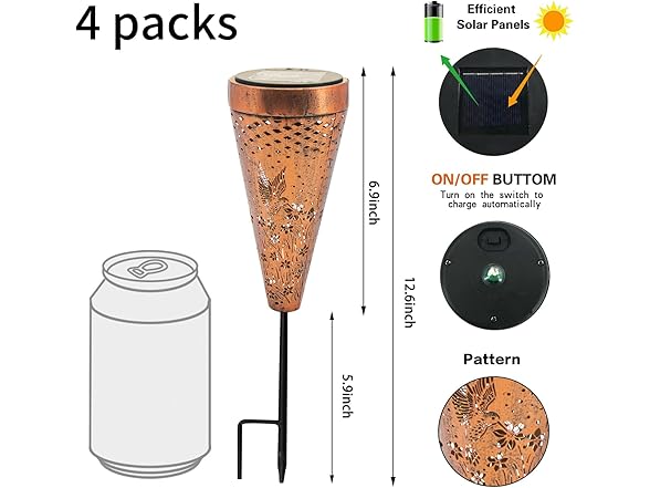 DIBIEECN 6 Pack Hummingbird Solar Lights