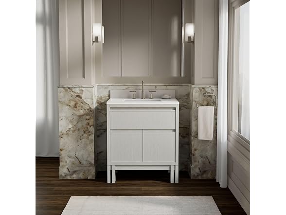 Kohler 30" Bathroom Vanity Cabinet Sink and Quartz top White