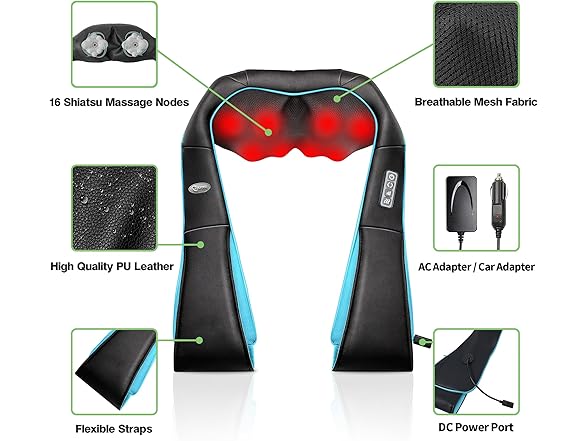 cotsoco Shiatsu  Neck Massager - Turquoise