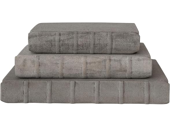 Creative Co-Op 3-Piece Stonewashed Canvas Bound Paper Notebooks, Antique Grey