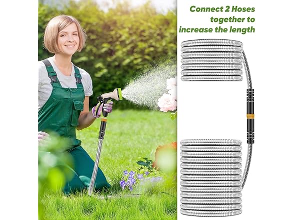 Unywarse 50FT Metal Garden Hose No-Kink
