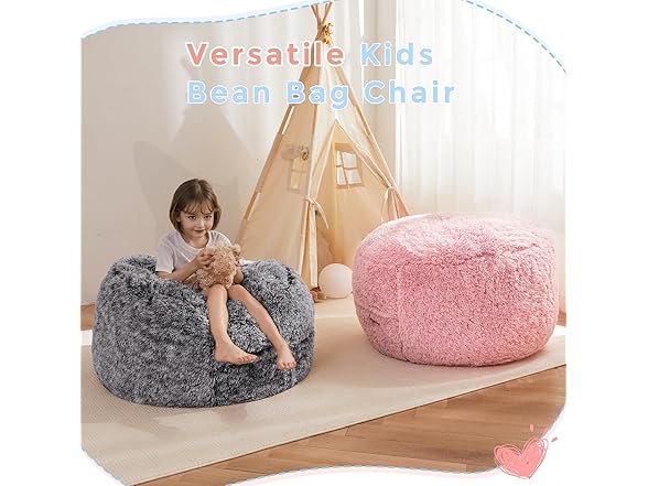 Convertible Kids Chair Bed (Plush Faux Fur)