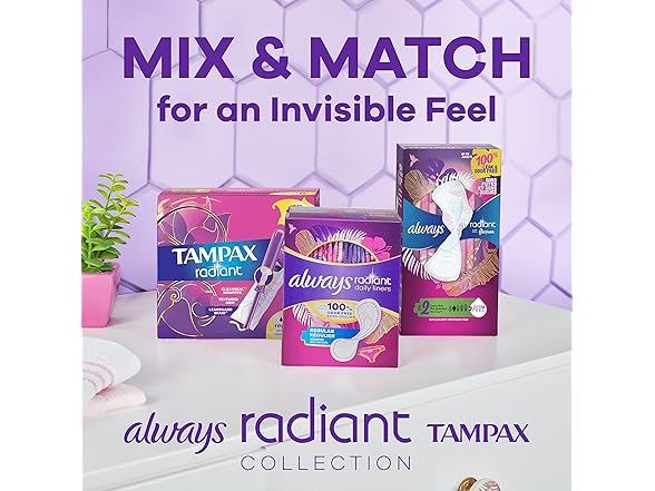 Always Radiant Feminine Pads For Women, Size 3 22-Ct