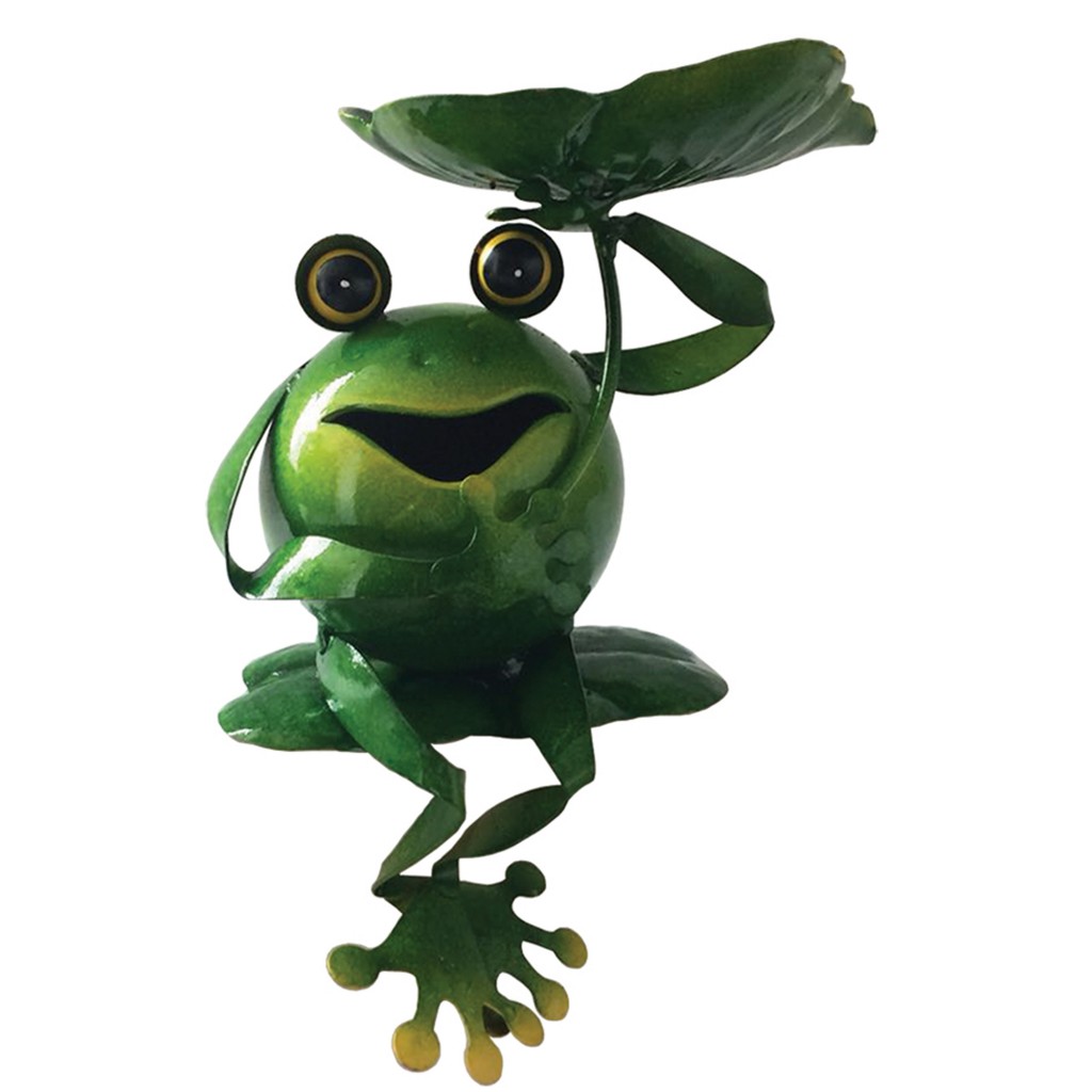 9.5" Iron Frog Bird Feeder - Gallery 2