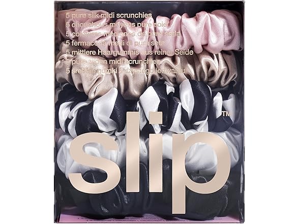 slip Silk Midi Scrunchies - Set of 5 Original Mix