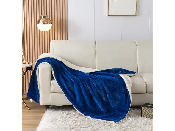 Warm Sherpa Flannel Bed Blankets for King