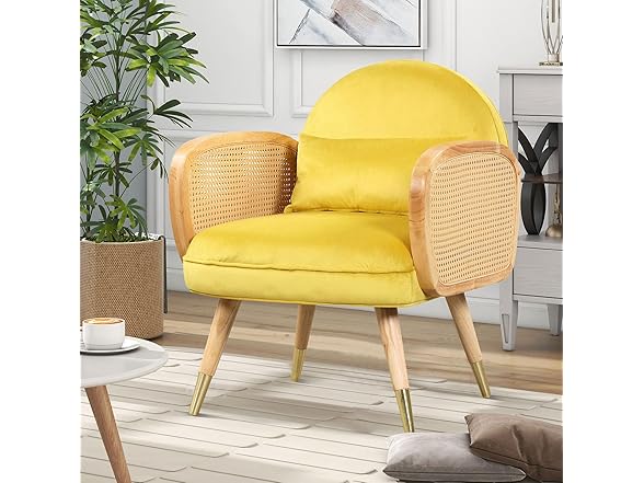 SPOFLYINN Upholstered Rattan Chair
