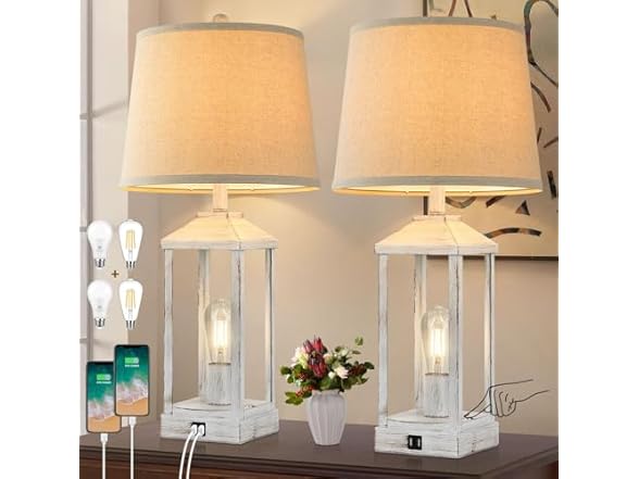 Brightever Farmhouse White Table Lamps