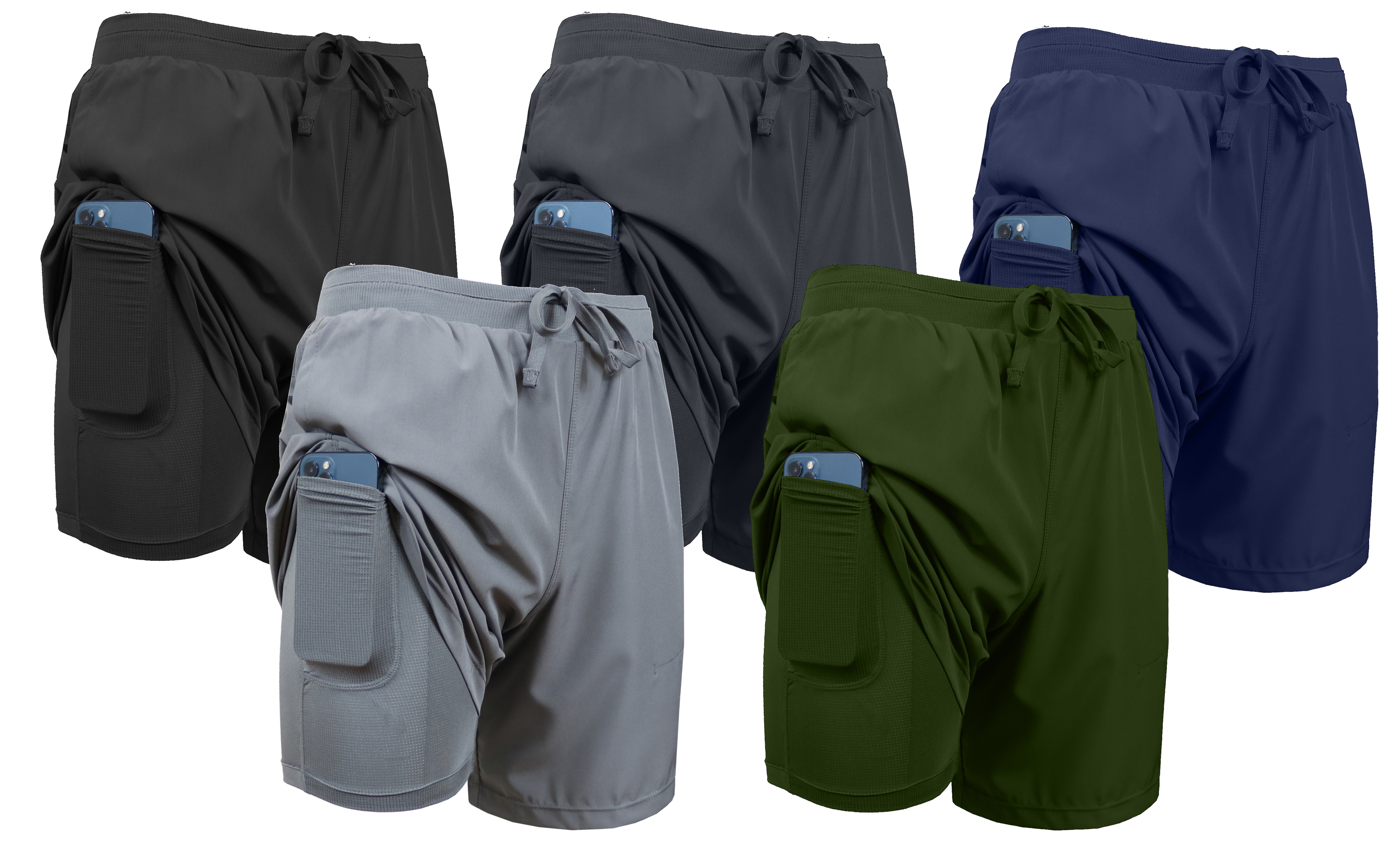 3Pk Mens 2-in-1 Quick Dry Shorts w/Liner - Gallery 26