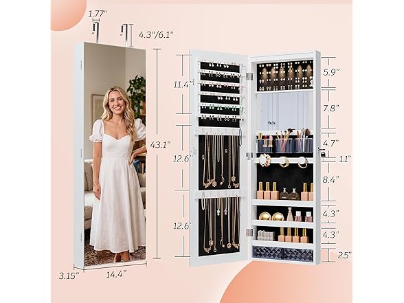 White Jewelry Armoire Organizer