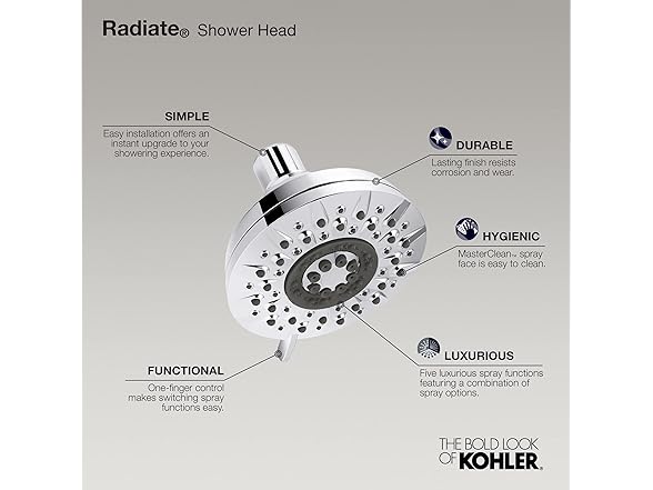 Kohler Radiate Multifunction Showerhead, Polished Chrome