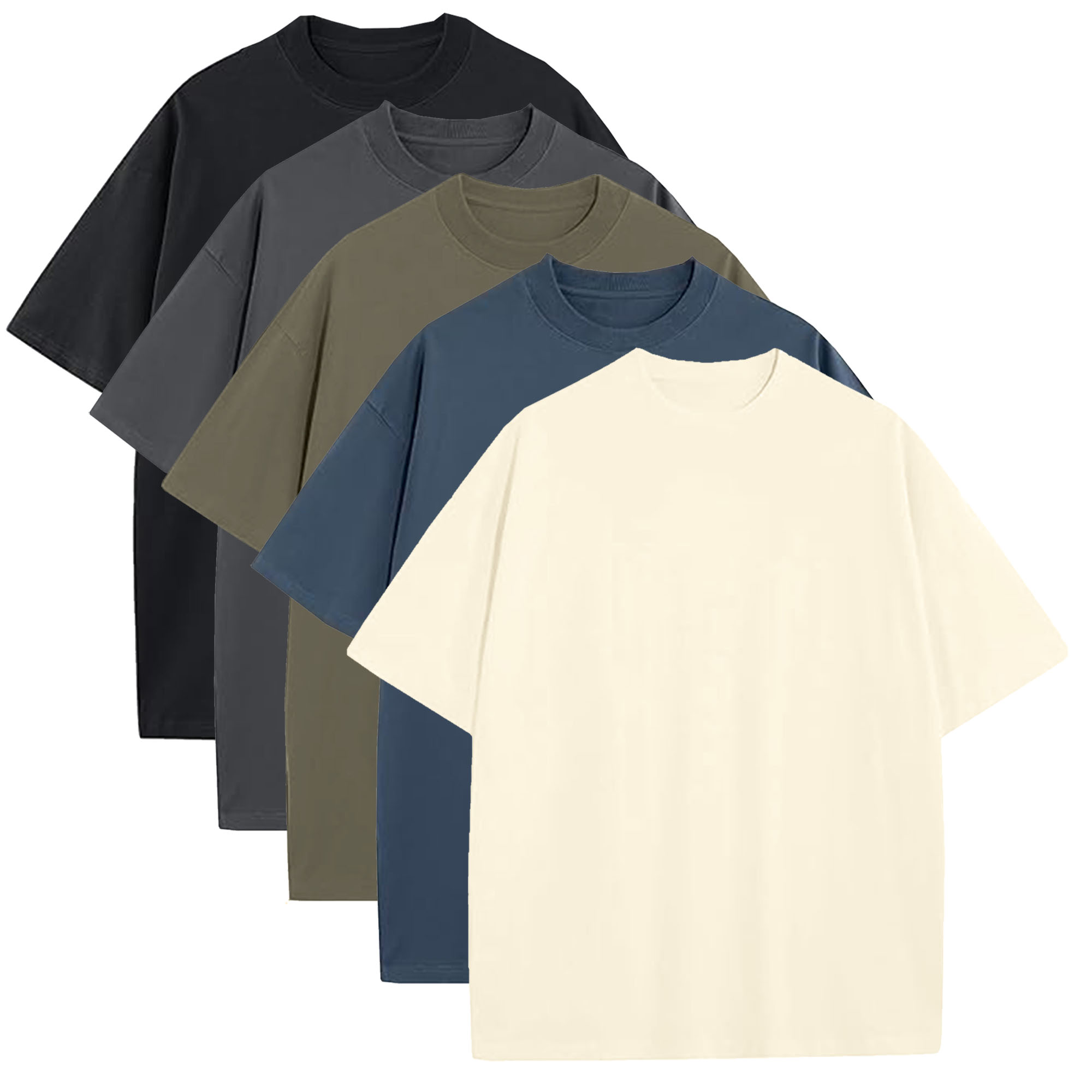 Mens Oversized Drop Shoulder Cotton Tee (1, 3, or 5Pk) - Gallery 39