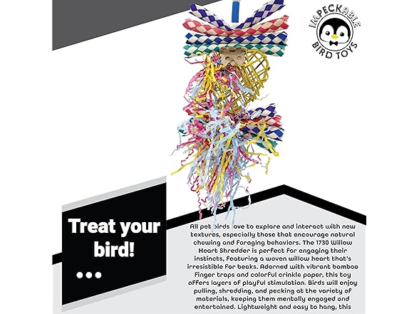 Impeckable Bird Toys 1730 Willow Heart Shredder Bird Toy