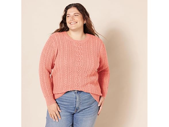 Amazon Essentials Women Soft Cotton Cable Sweater