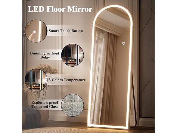 VETROVUE Arched LED Mirror Full Length