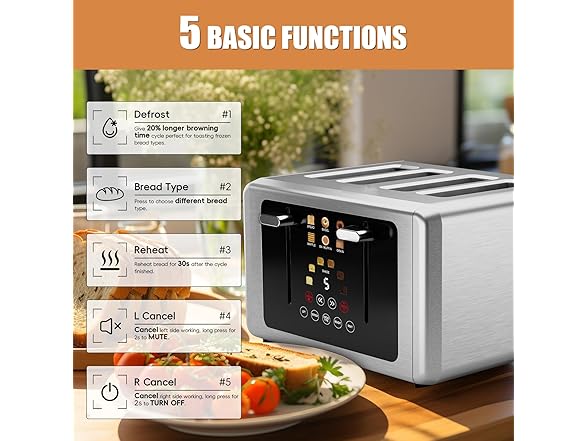 WUNLY Touch screen Toaster 4 Slice