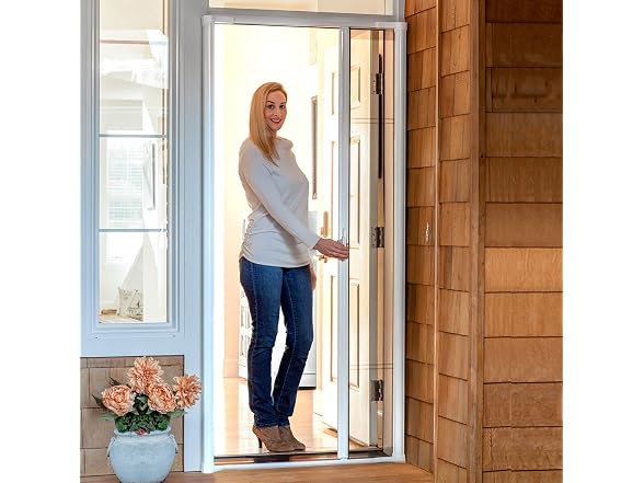 Brisa White Retractable Screen Door 80"