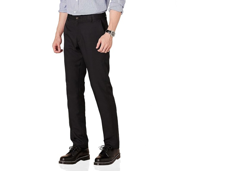 Amazon Essentials Men's Slim-Fit Flat-Front Dress Pant, Black, 28W x 28L