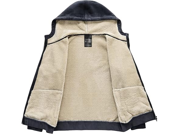 Flygo Men (L) Fleece Sherpa Lined Full Zip Hoodie