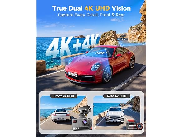 TERUNSOUL 4K+4K Dash Cam 128GB WiFi6