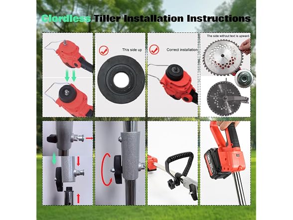 Opuliv Cordless 2-in-1 Tiller & Weed Whacker