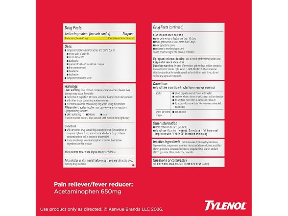 Tylenol 8Hour Extended Release Caplets 100ct
