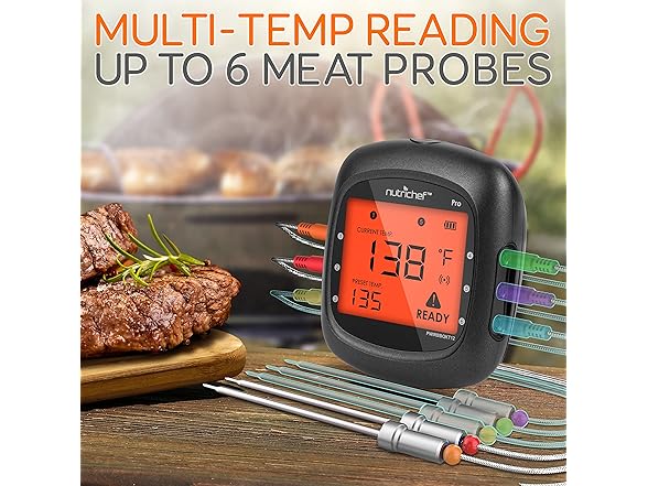 NutriChef Smart BBQ Thermometer w/ Case