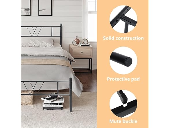 Relyblo Twin Size Metal Platform Bed Fra