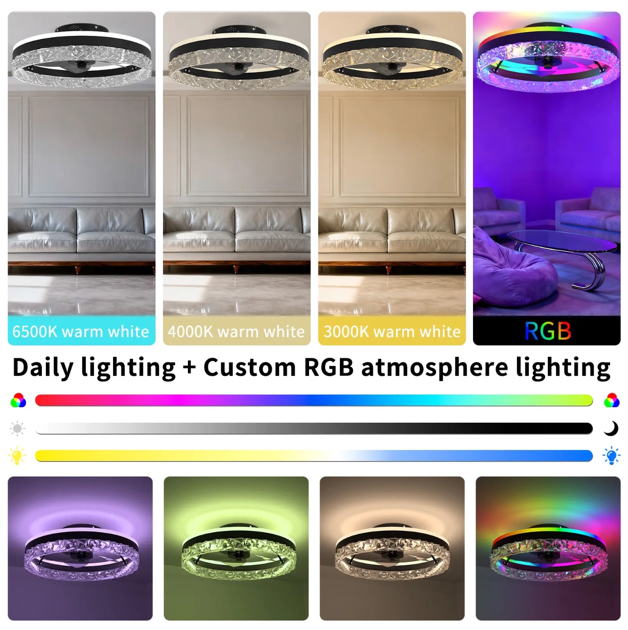 Smart RGB LED Ceiling Fan 20 w/ Remote - Gallery 18
